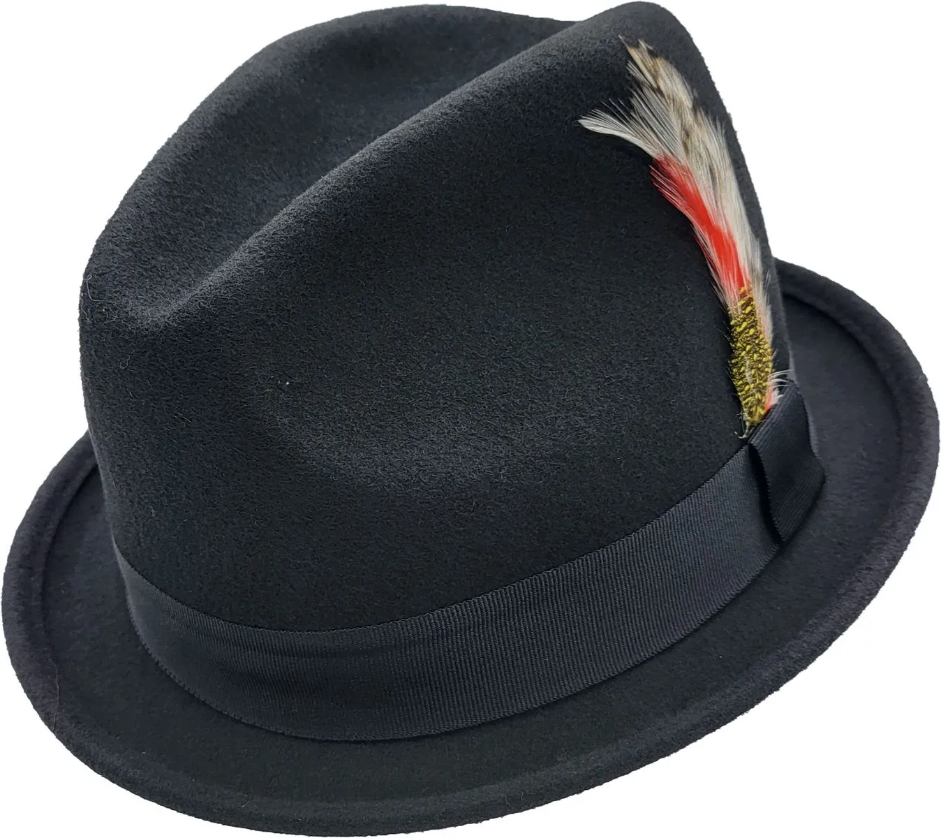 Classic Trilby Hat - Black Short Brim Wool Felt