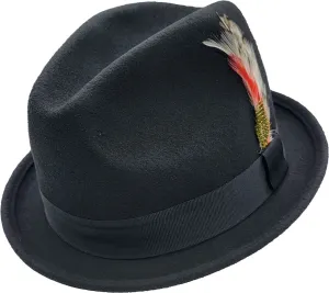 Classic Trilby Hat - Black Short Brim Wool Felt