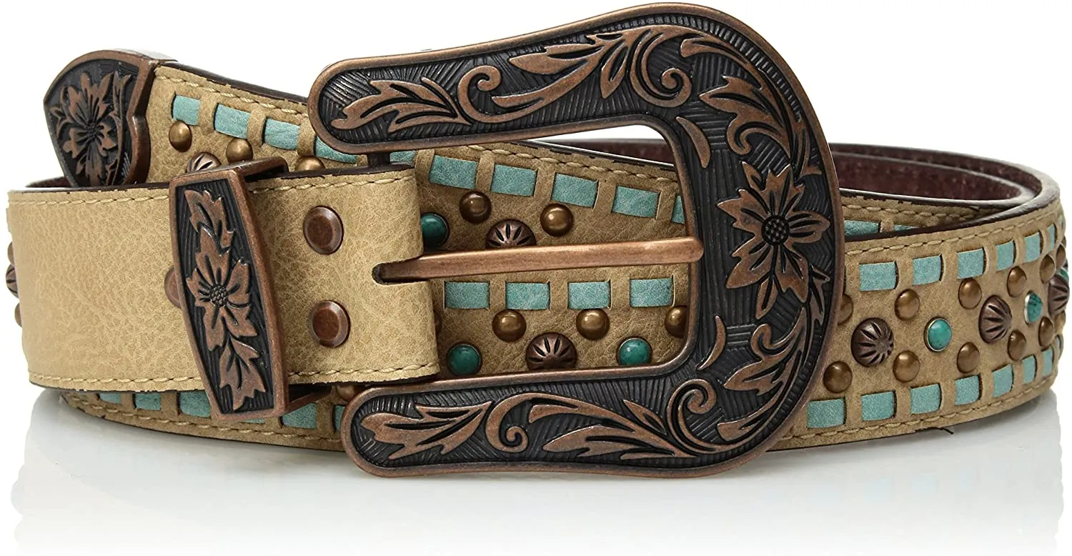 CLN3411137-L Belt Nocona Suede Copper Studs