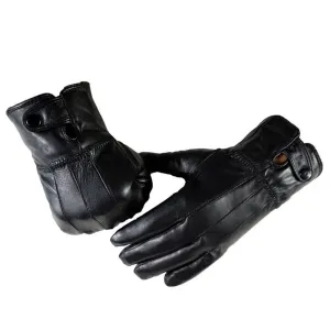 Cold Weather Mens Black Leather Gloves for Winters -Touchscreen warm gloves - for Skiing or