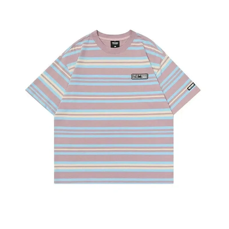 Color Striped Short Sleeve T-Shirt