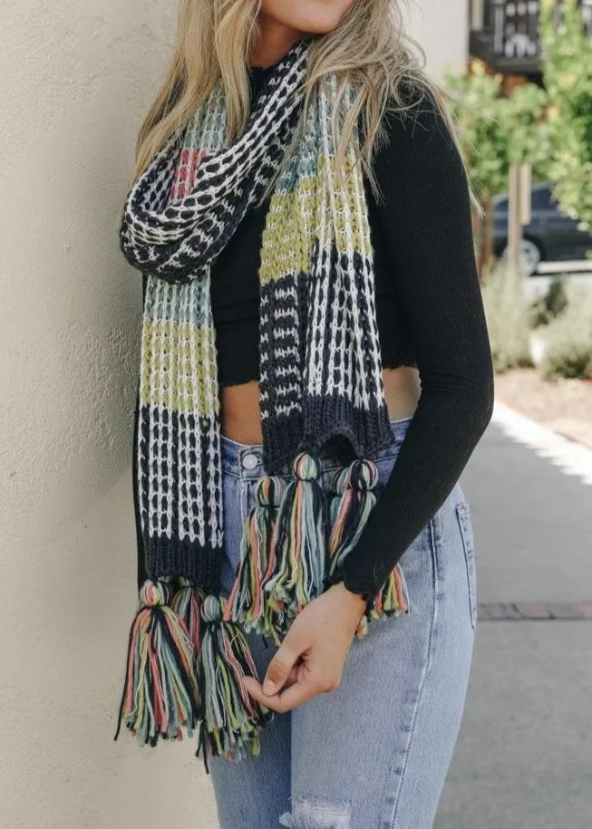 Colorblock Contrast Knit Scarf