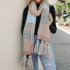 Colorblock Contrast Knit Scarf