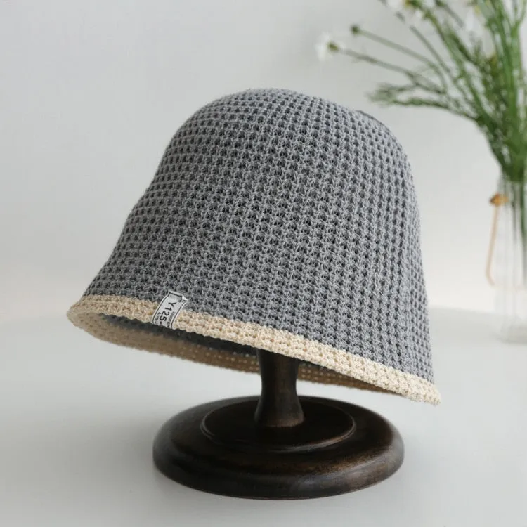Colorblock Trim Knitted Bucket Hat - 8 Colors
