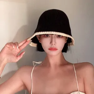 Colorblock Trim Knitted Bucket Hat - 8 Colors