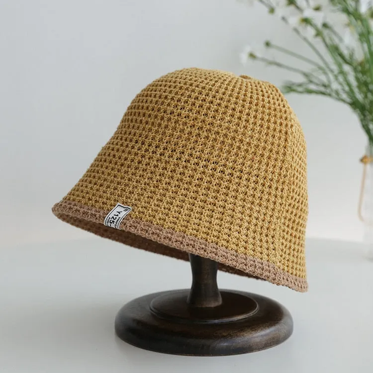 Colorblock Trim Knitted Bucket Hat - 8 Colors