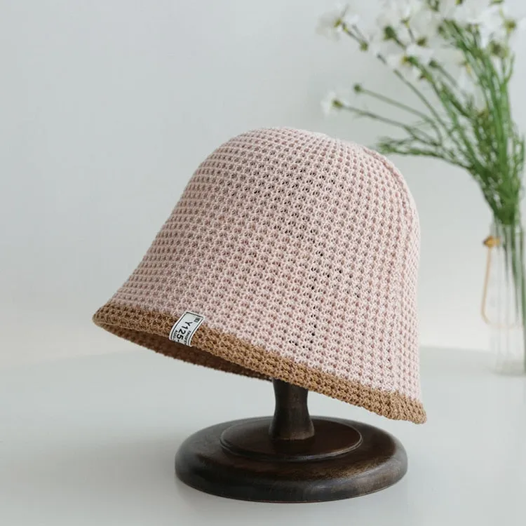 Colorblock Trim Knitted Bucket Hat - 8 Colors