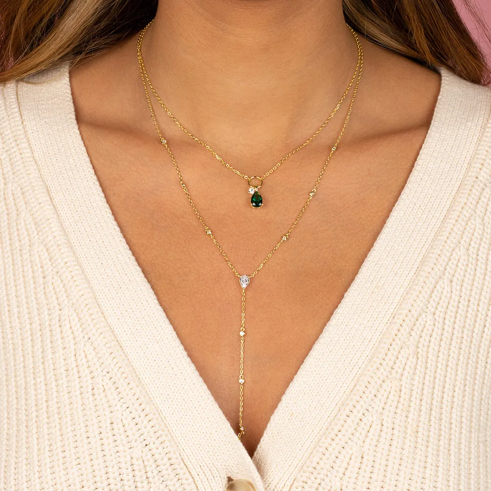 Colored Dangling Multi Stone Toggle Necklace