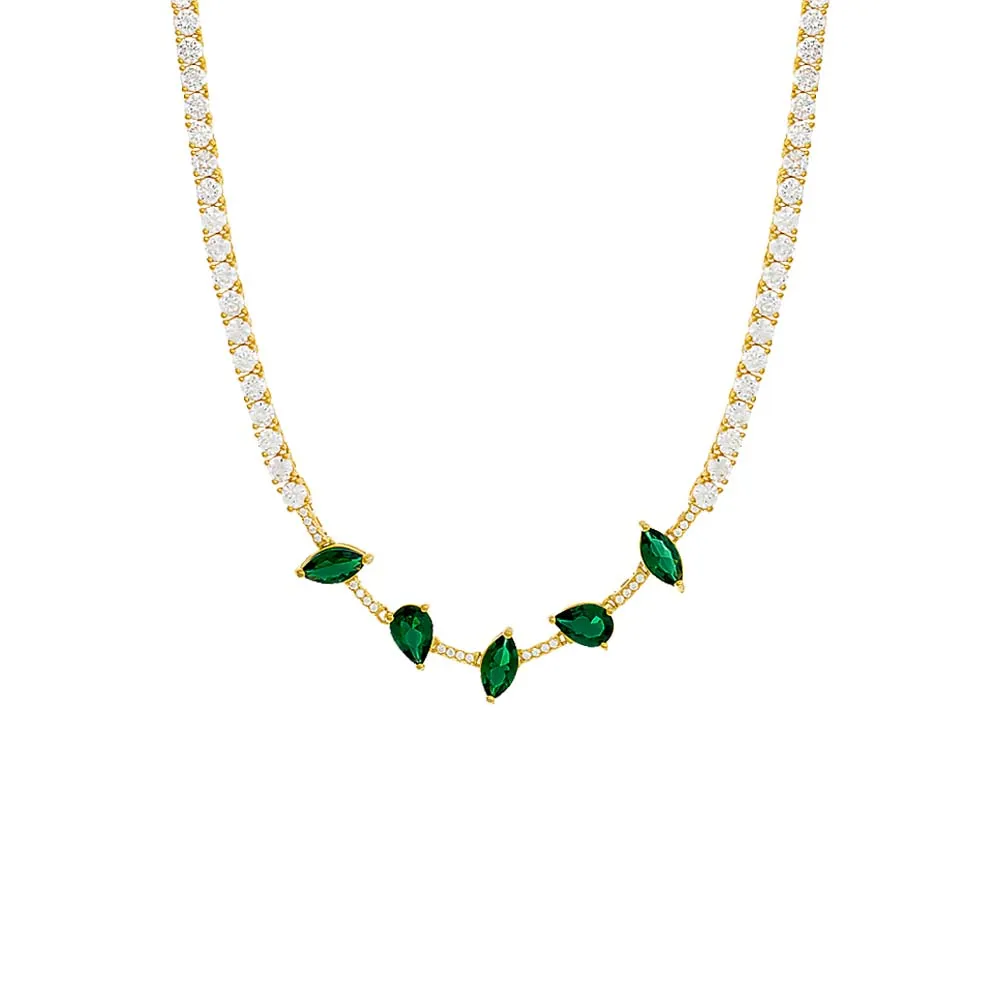 Colored Multi Shape Tennis Necklace