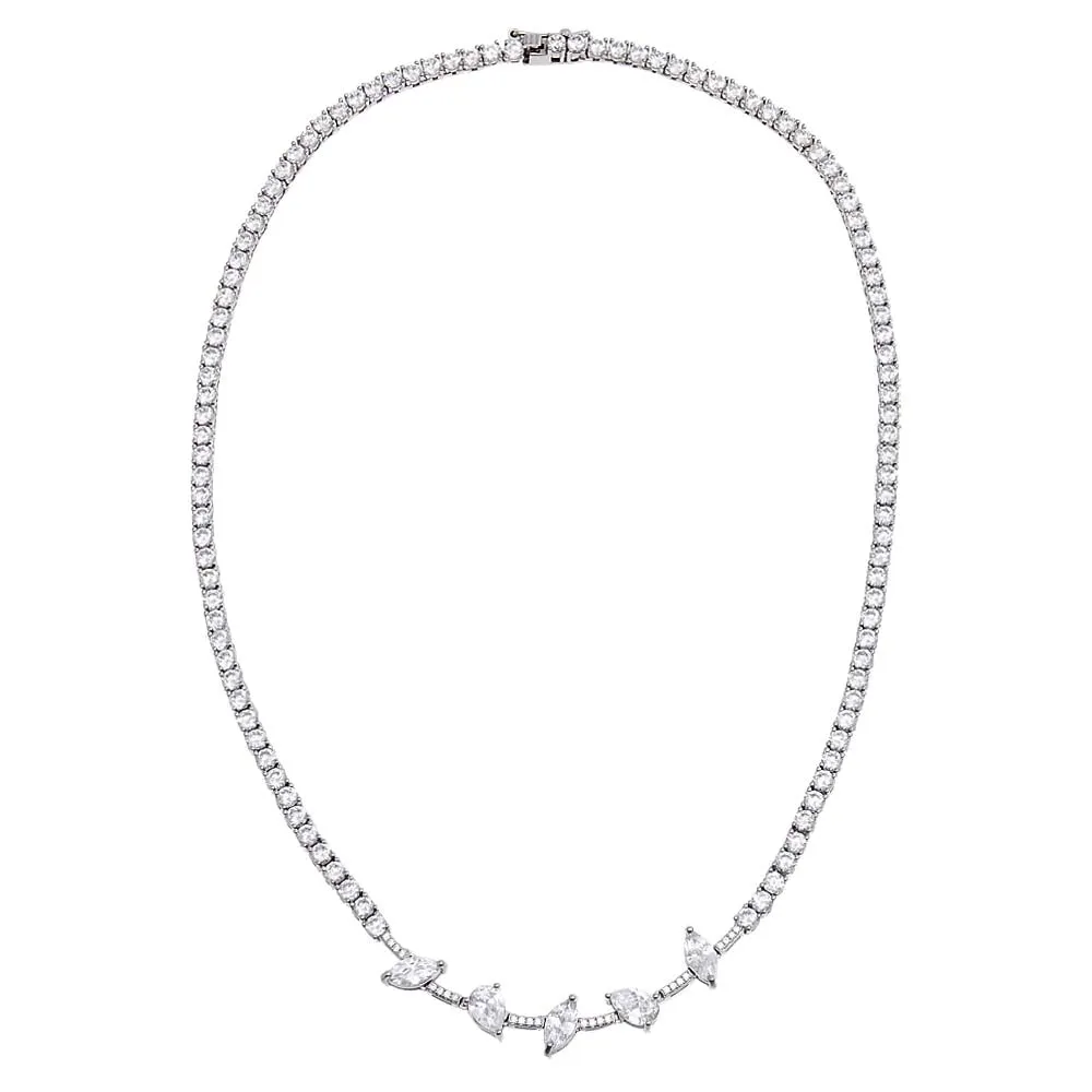 Colored Multi Shape Tennis Necklace