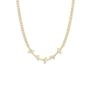 Colored Multi Shape Tennis Necklace