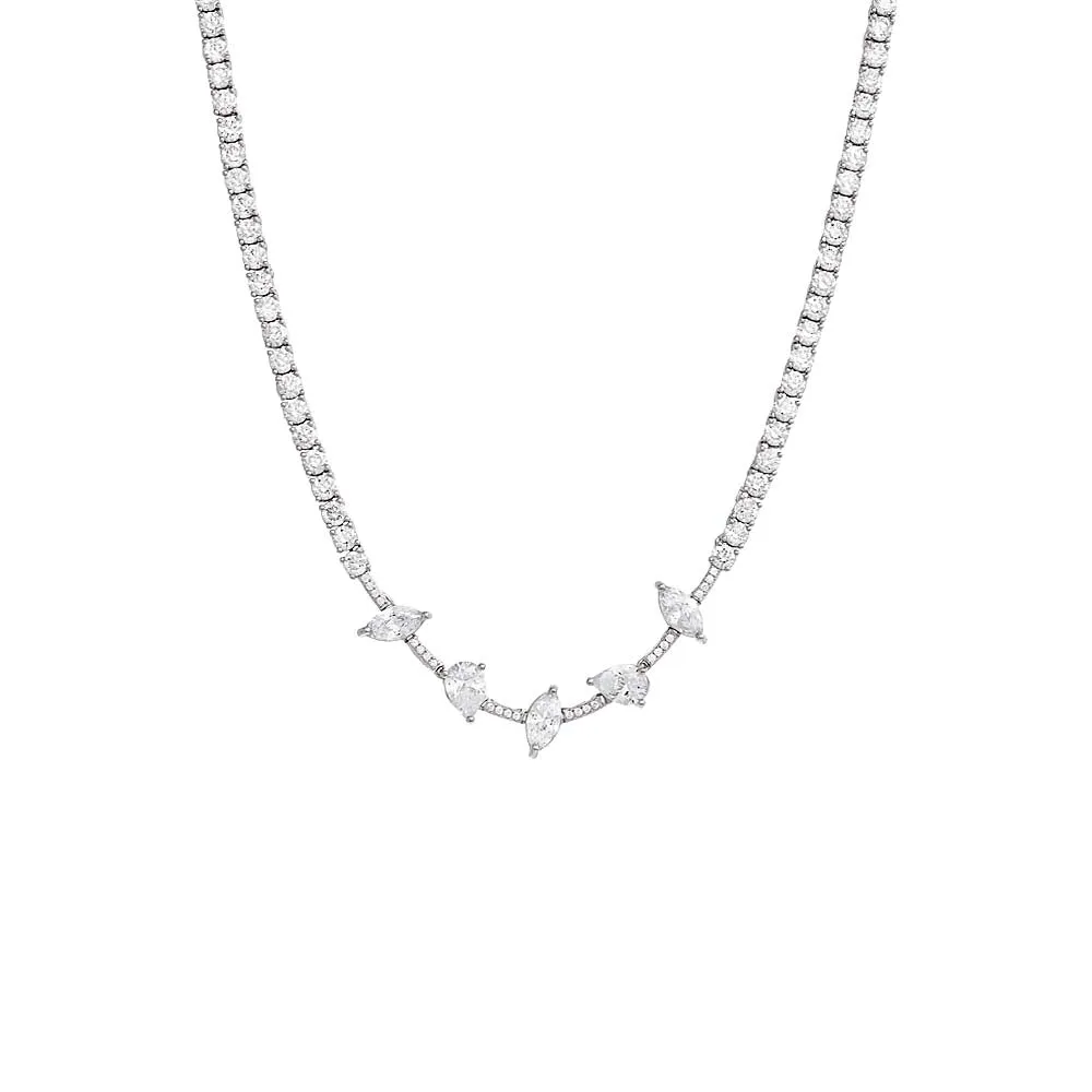 Colored Multi Shape Tennis Necklace