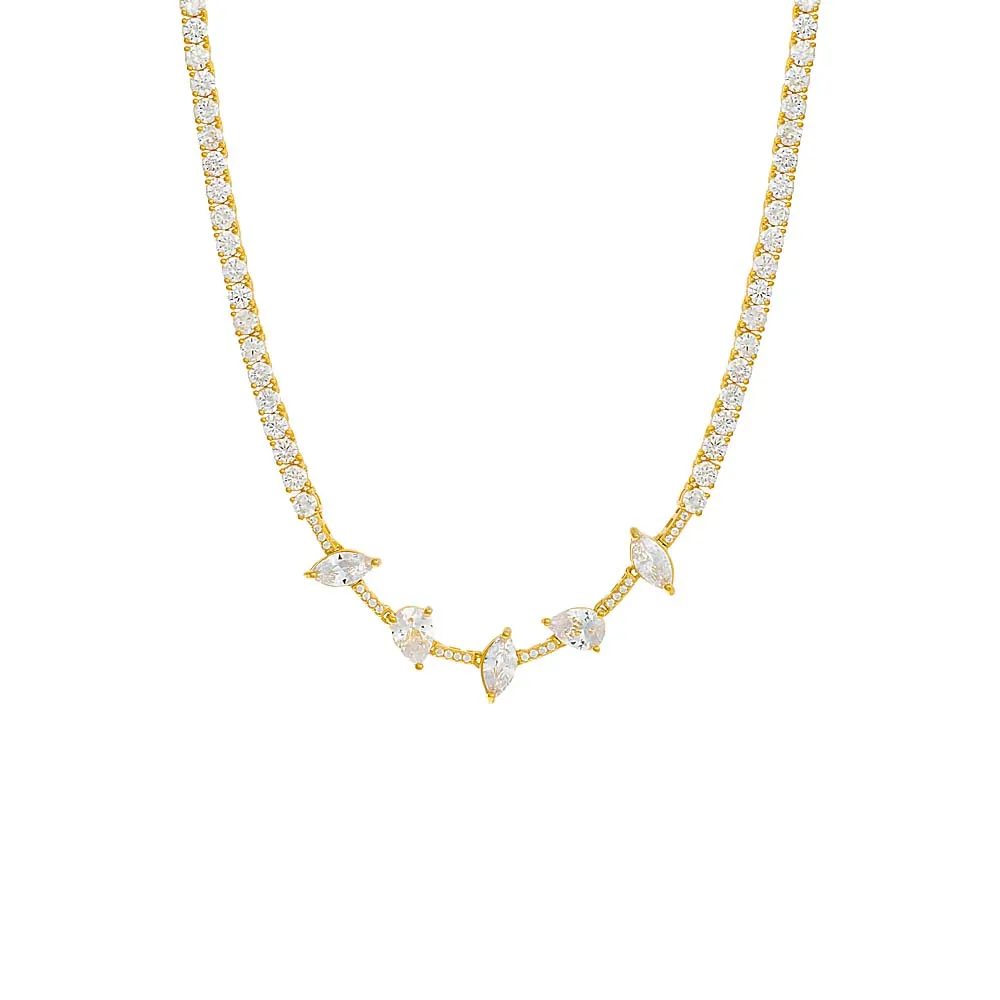Colored Multi Shape Tennis Necklace