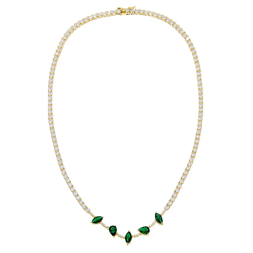Colored Multi Shape Tennis Necklace