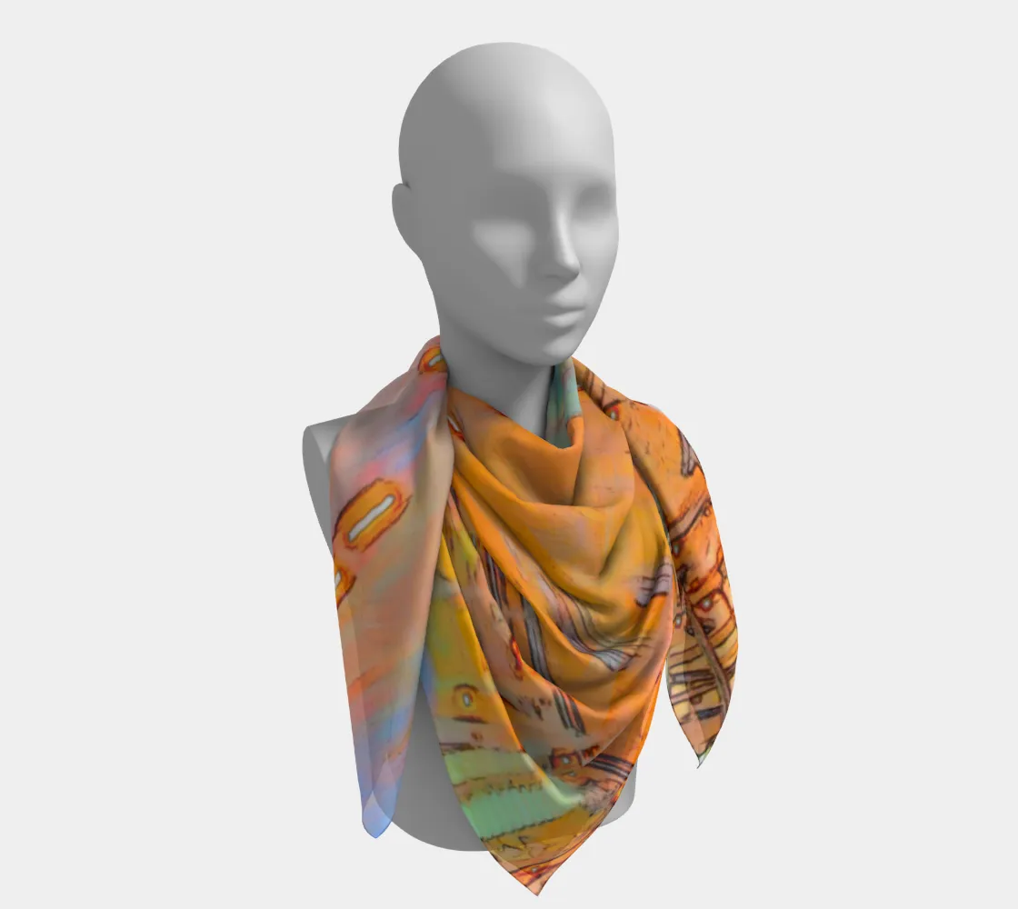 Colorful carousel square scarf
