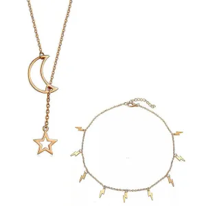 Combo Of 2 Moon Dropping Star and Thunder Storms Pendant