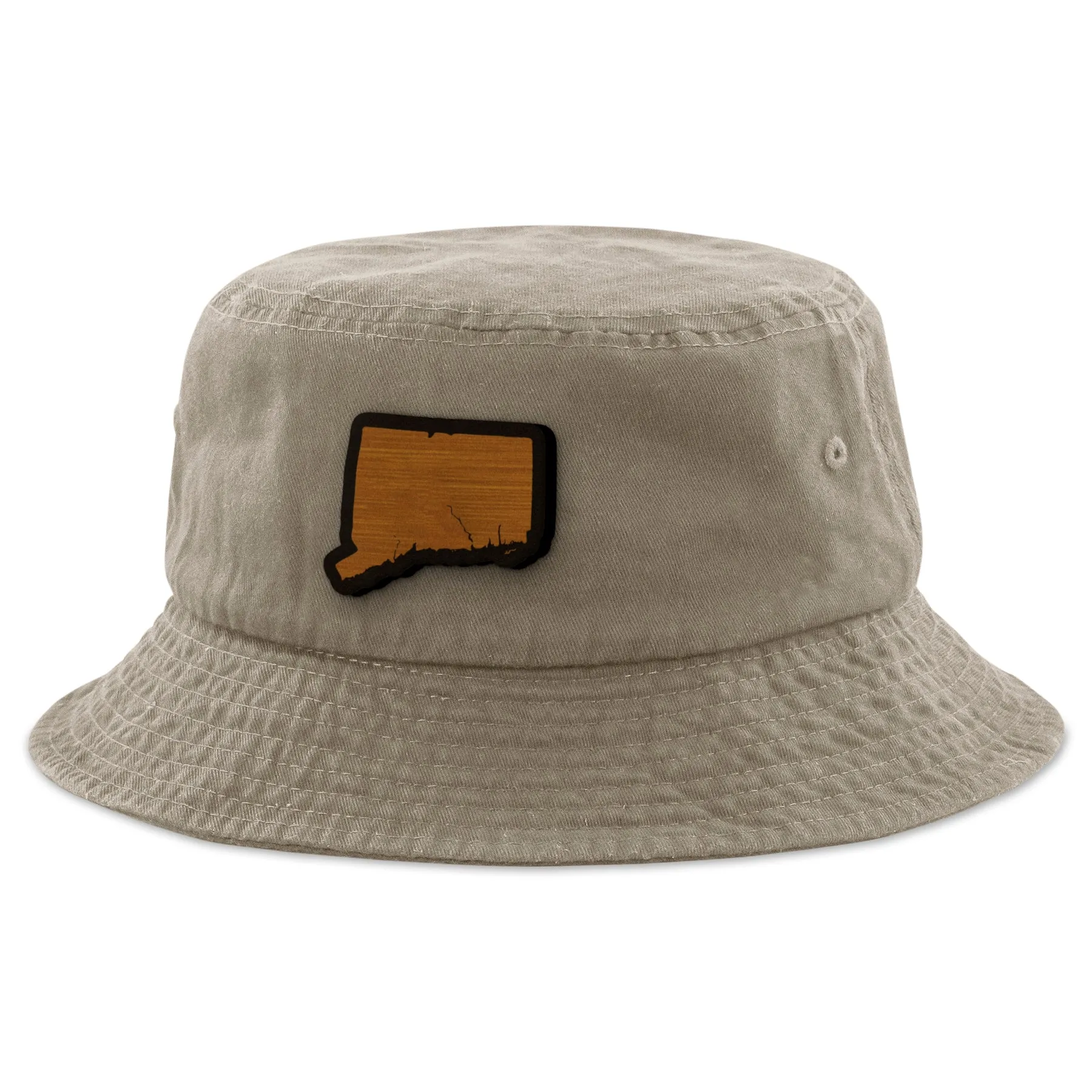 Connecticut State Wood Grain Patch Bucket Hat