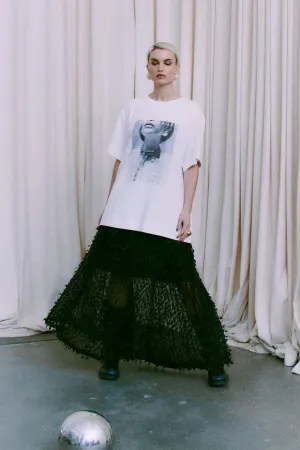 COPENHAGEN MUSE Hvit oversized t-skjorte med print