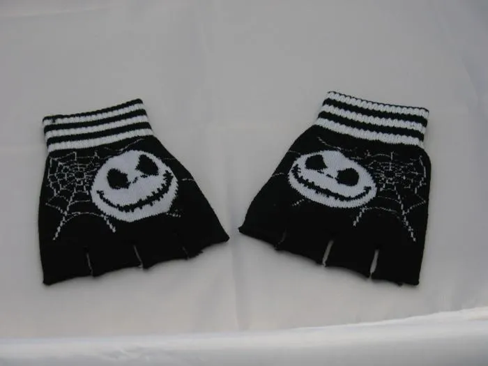 Copy of Black and White Jack and Cobwebs Fingerless Gloves