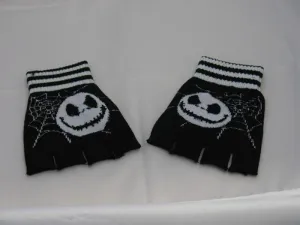 Copy of Black and White Jack and Cobwebs Fingerless Gloves
