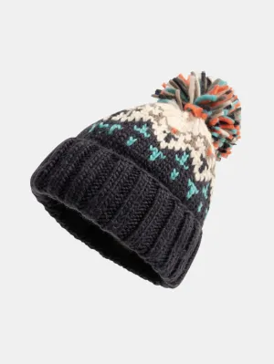 Corak geometri topi beanie bersatu dengan pom pom