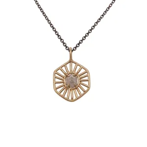 Cosmic Web Hexagon Diamond Necklace