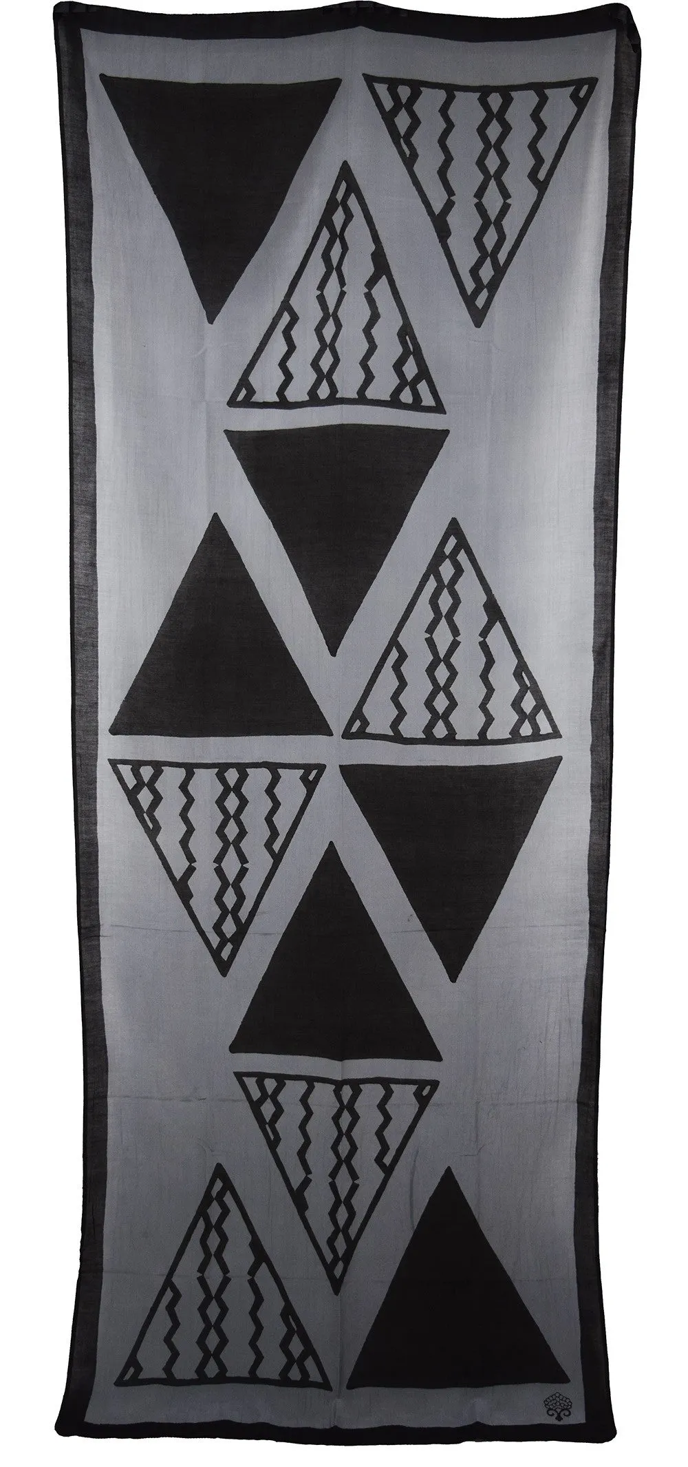 Cotton Silk Scarf | Triangles Gray