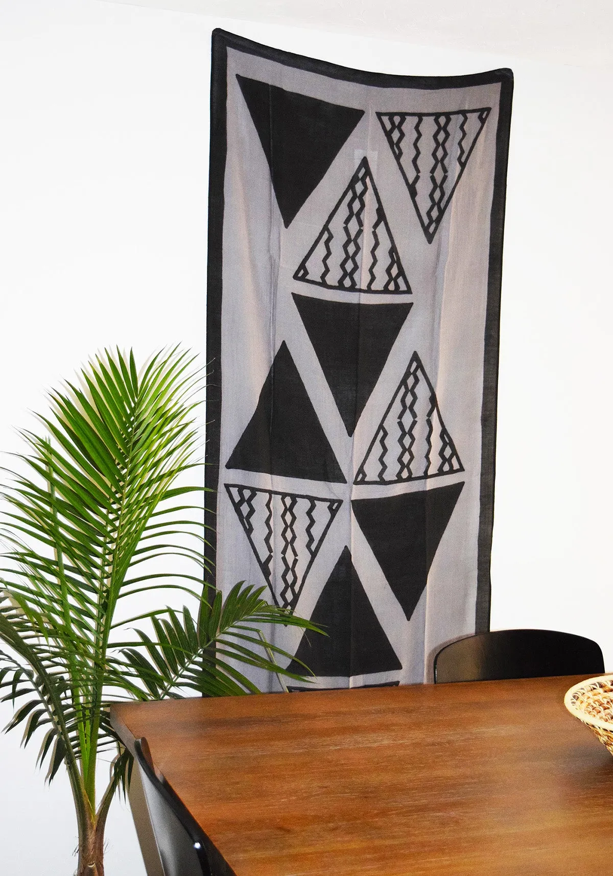 Cotton Silk Scarf | Triangles Gray