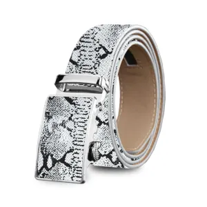 Cream Mens Adjustable Ratchet Slide Buckle Belt - Genuine Leather Automatic Belt with No Holes