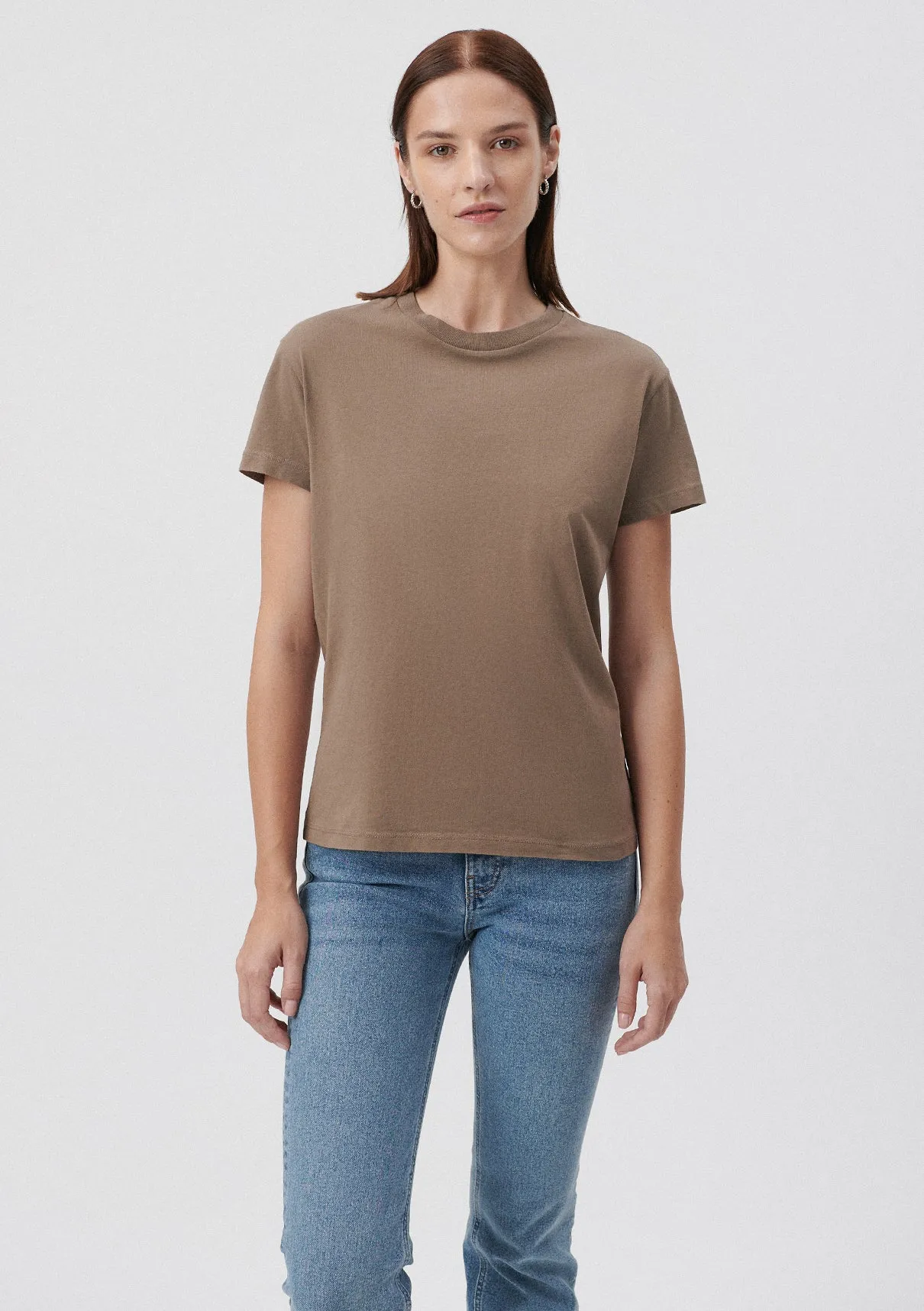 Crew Neck Brown Basic T-Shirt