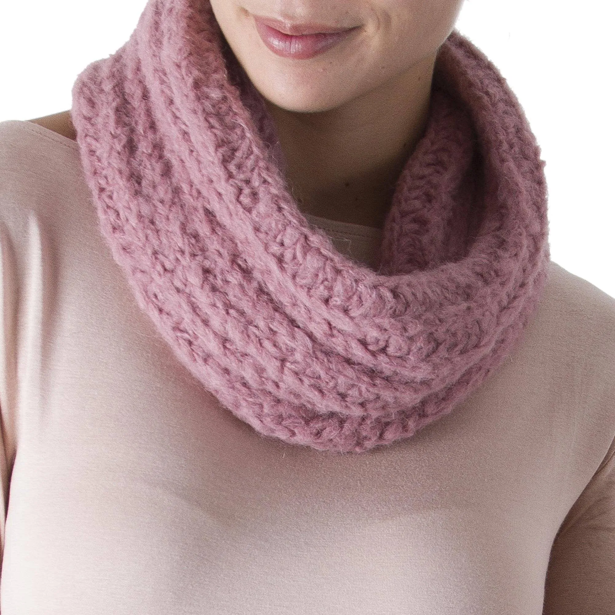 Crocheted 100% Alpaca Neck Warmer in Dusty Rose