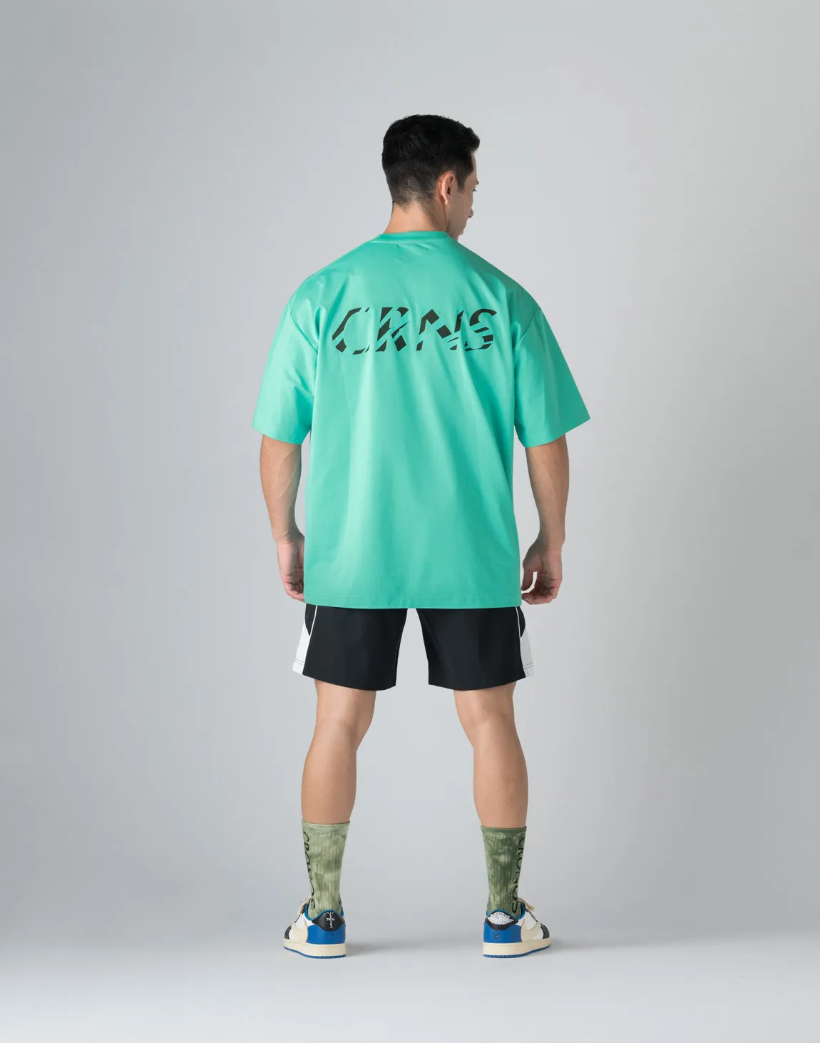 CRONOS  STRIPED PATTERN OVERSIZE T-SHIRT【T.BLUE】