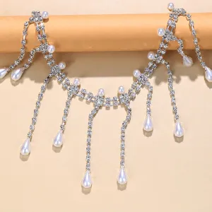 Crystal Pearl Tassels Choker