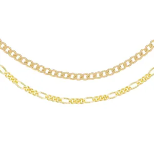 Cuban X Figaro Chain Choker Combo Set