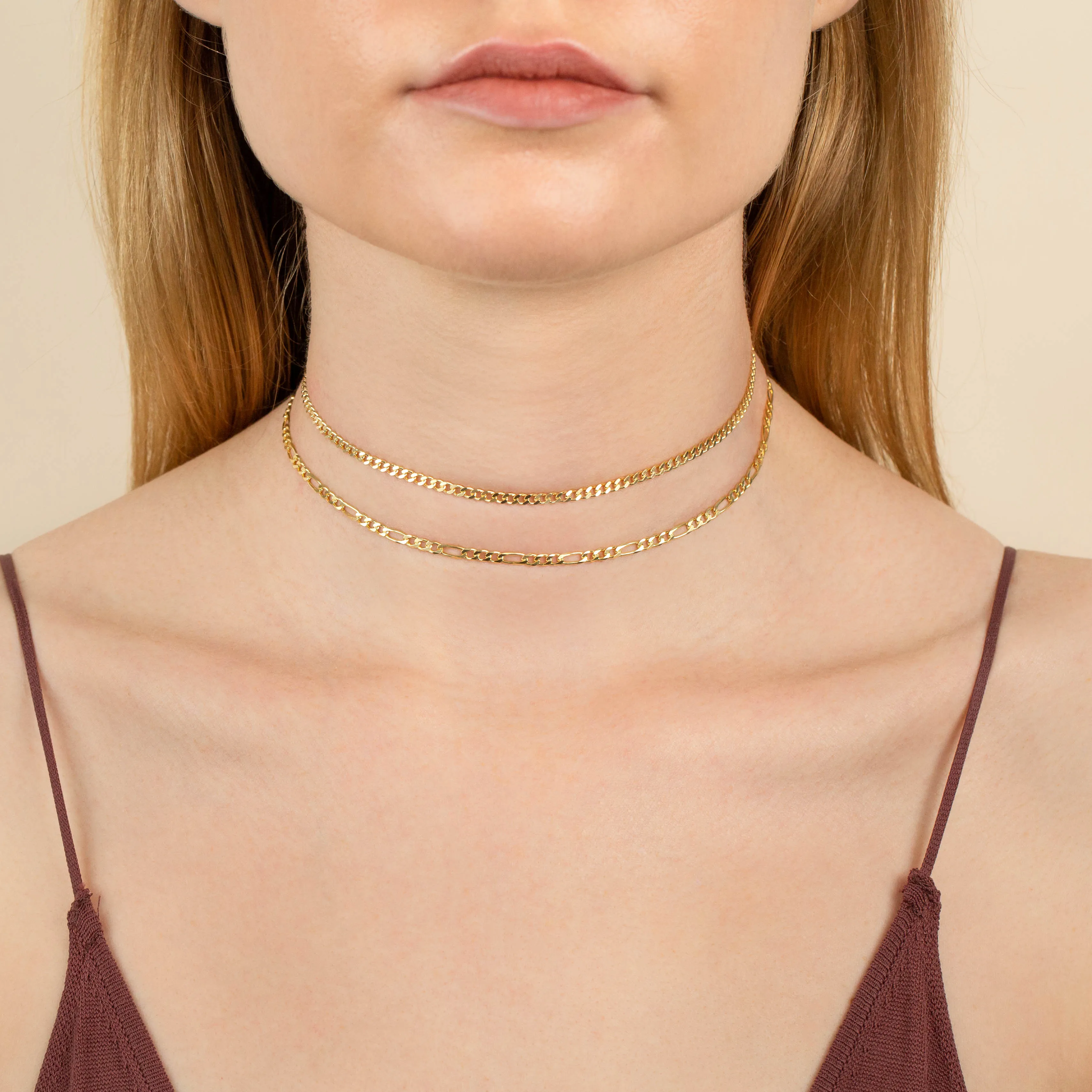 Cuban X Figaro Chain Choker Combo Set