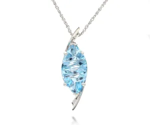 Curved Marquise Blue Topaz Necklace