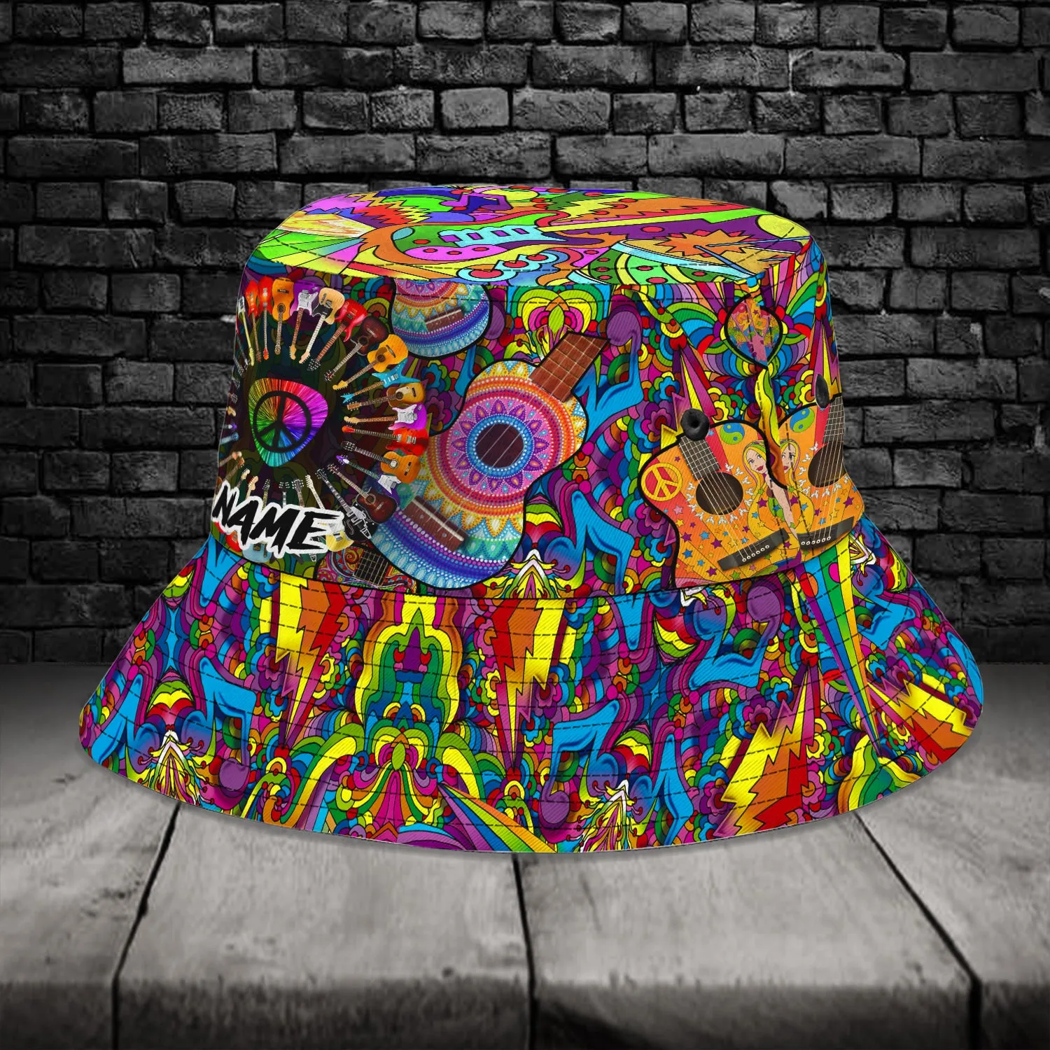 Custom Bucket Hat - Hippie Guitar - 285