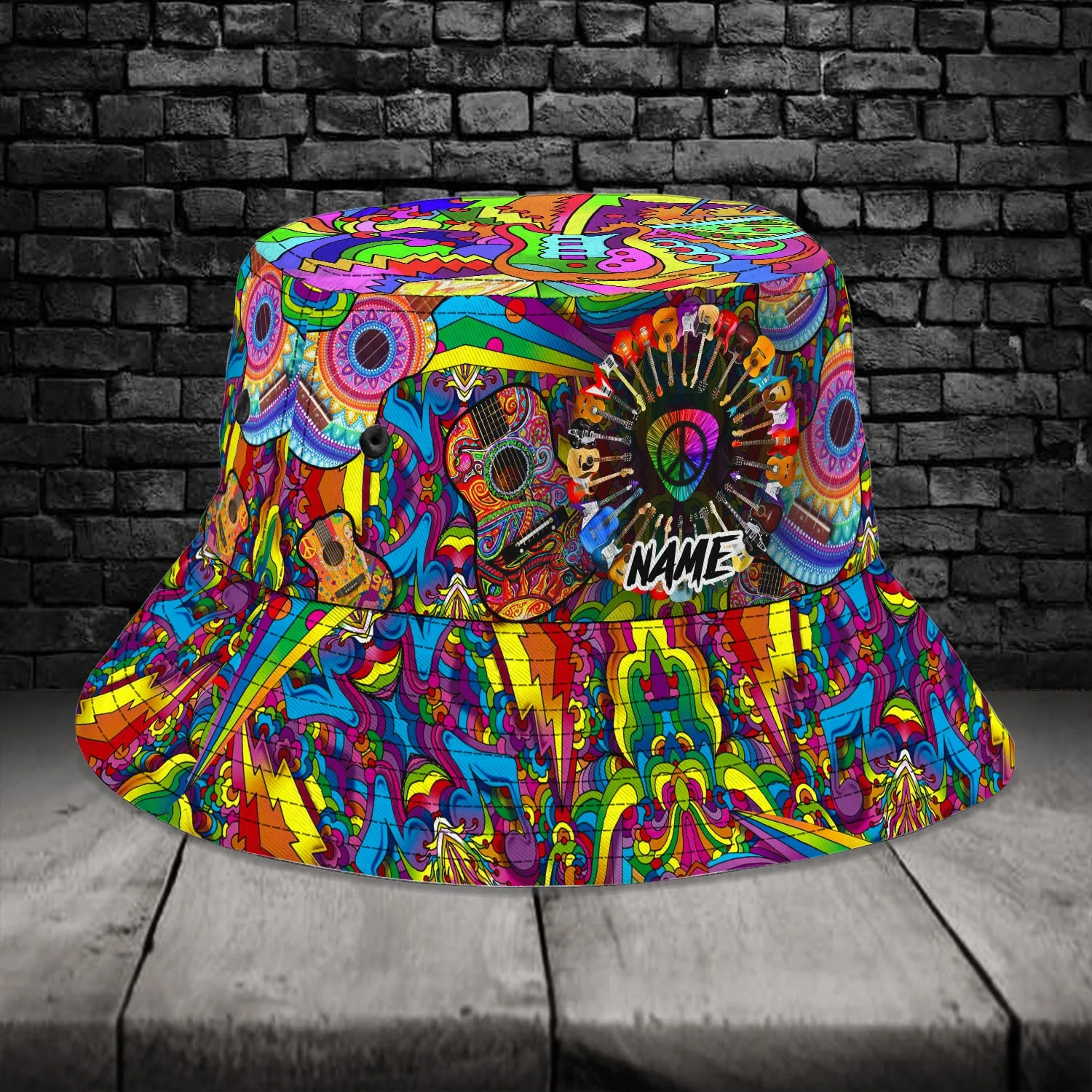 Custom Bucket Hat - Hippie Guitar - 285