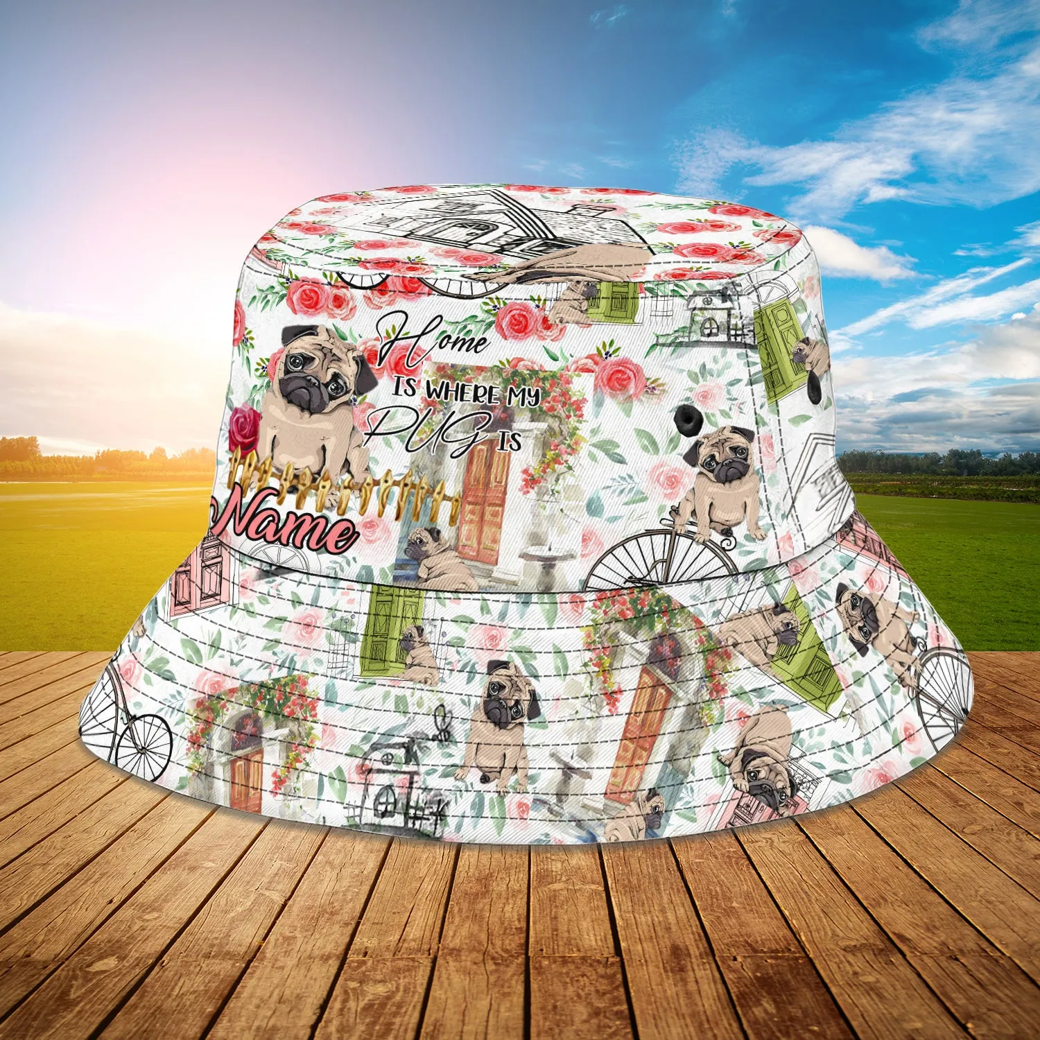 Custom Bucket Hat - Pug- Loop - Hd98 18