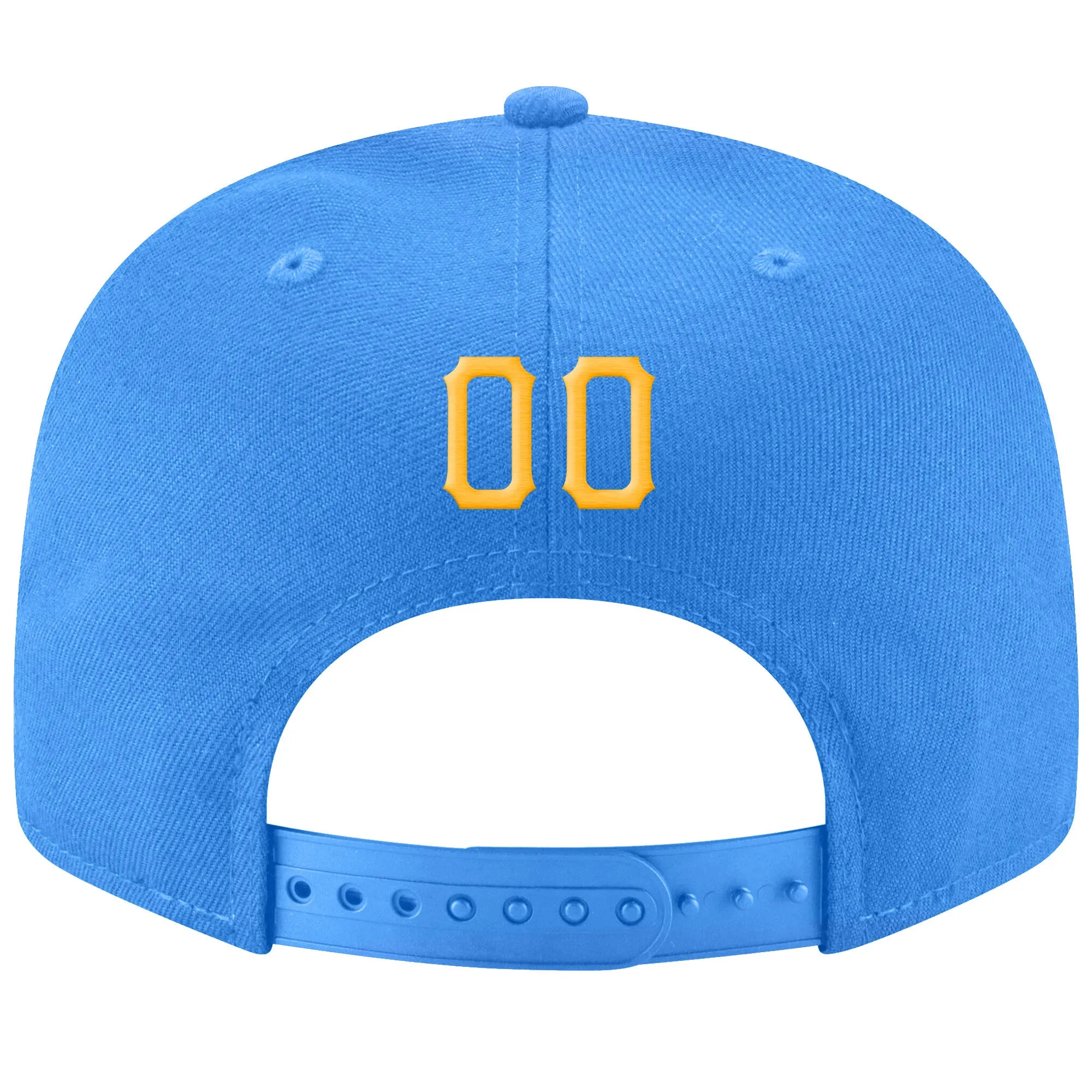 Custom Powder Blue Gold-White Stitched Adjustable Snapback Hat