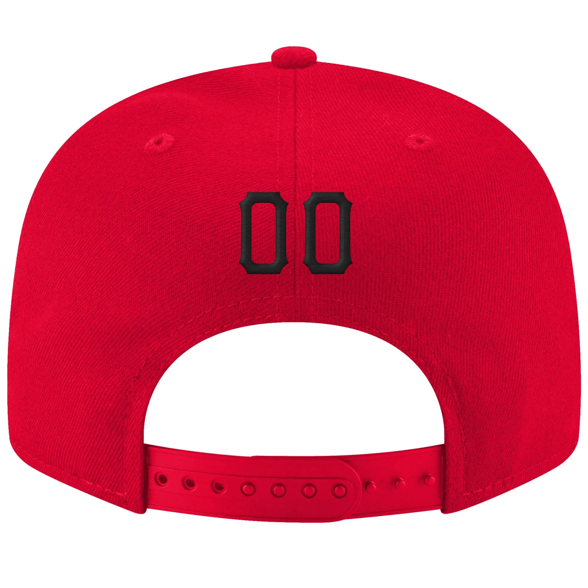 Custom Red Black-White Stitched Adjustable Snapback Hat