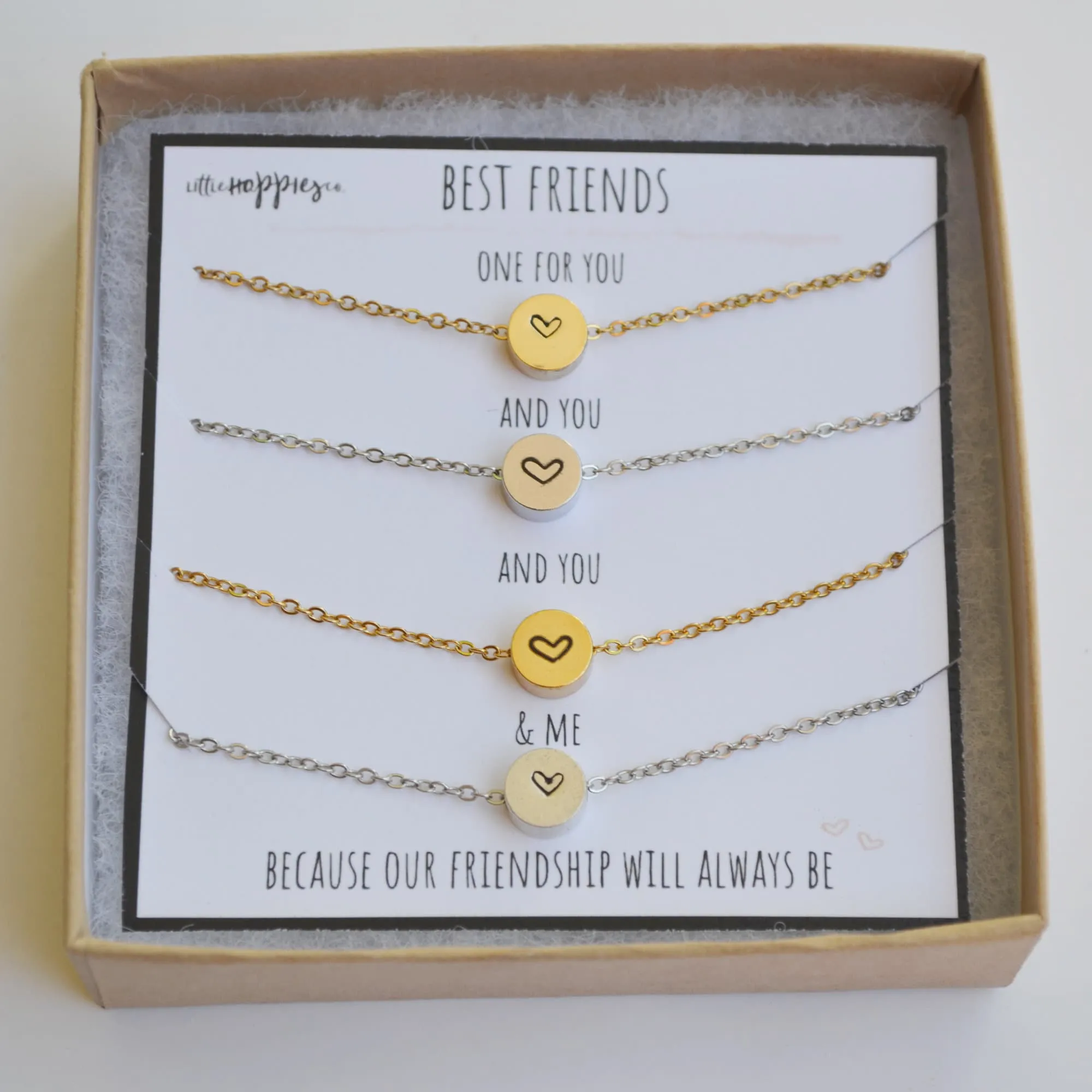 Custom Set of 5 friend necklaces, Set of 4 necklaces, Gift Set of 4 necklaces, Friendship necklaces, Matching necklaces,