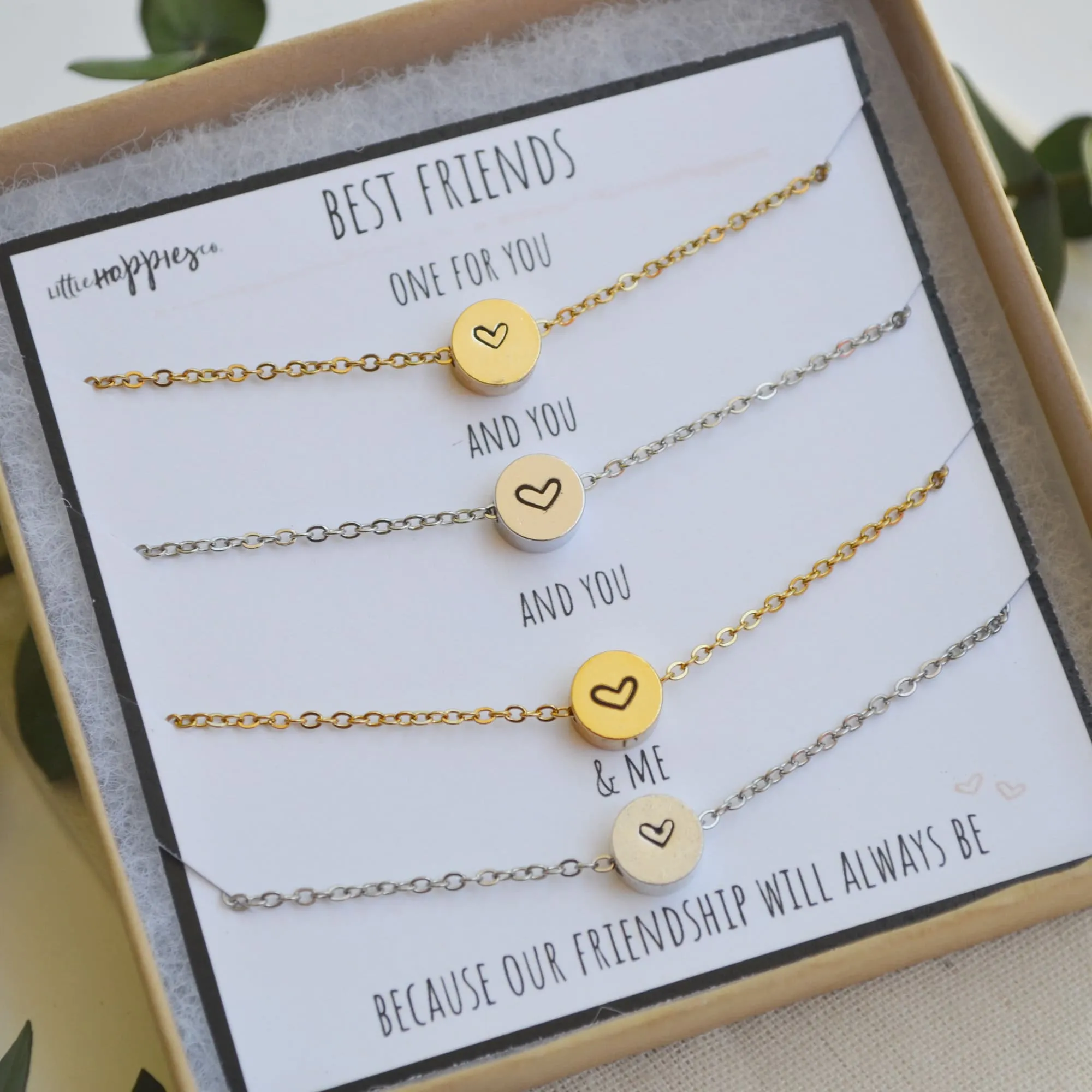 Custom Set of 5 friend necklaces, Set of 4 necklaces, Gift Set of 4 necklaces, Friendship necklaces, Matching necklaces,