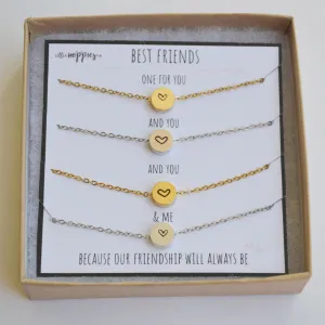 Custom Set of 5 friend necklaces, Set of 4 necklaces, Gift Set of 4 necklaces, Friendship necklaces, Matching necklaces,