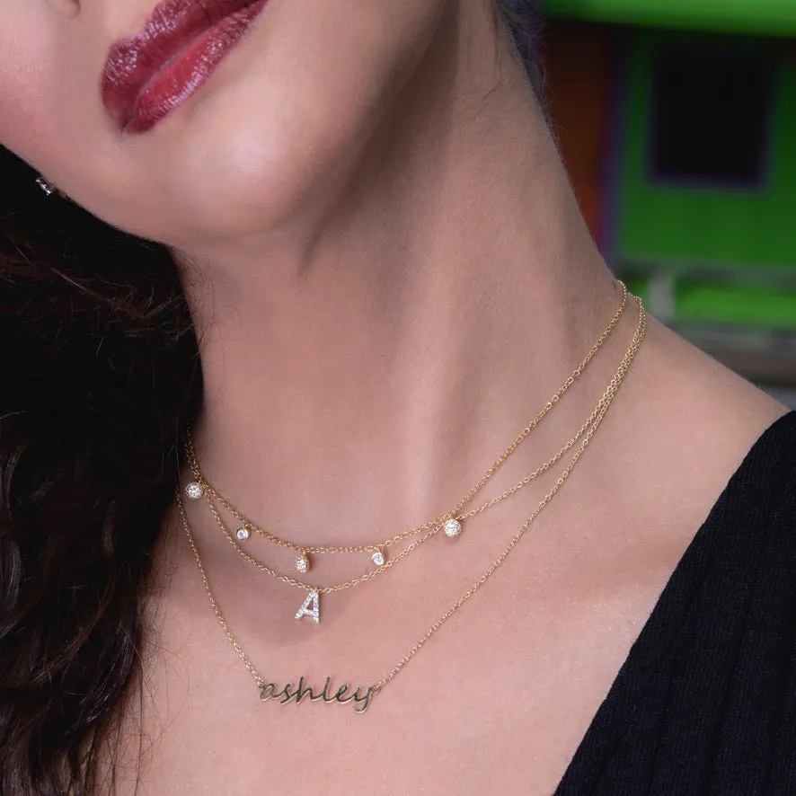 CZ Bezel/Balls Dangling Choker - Gold