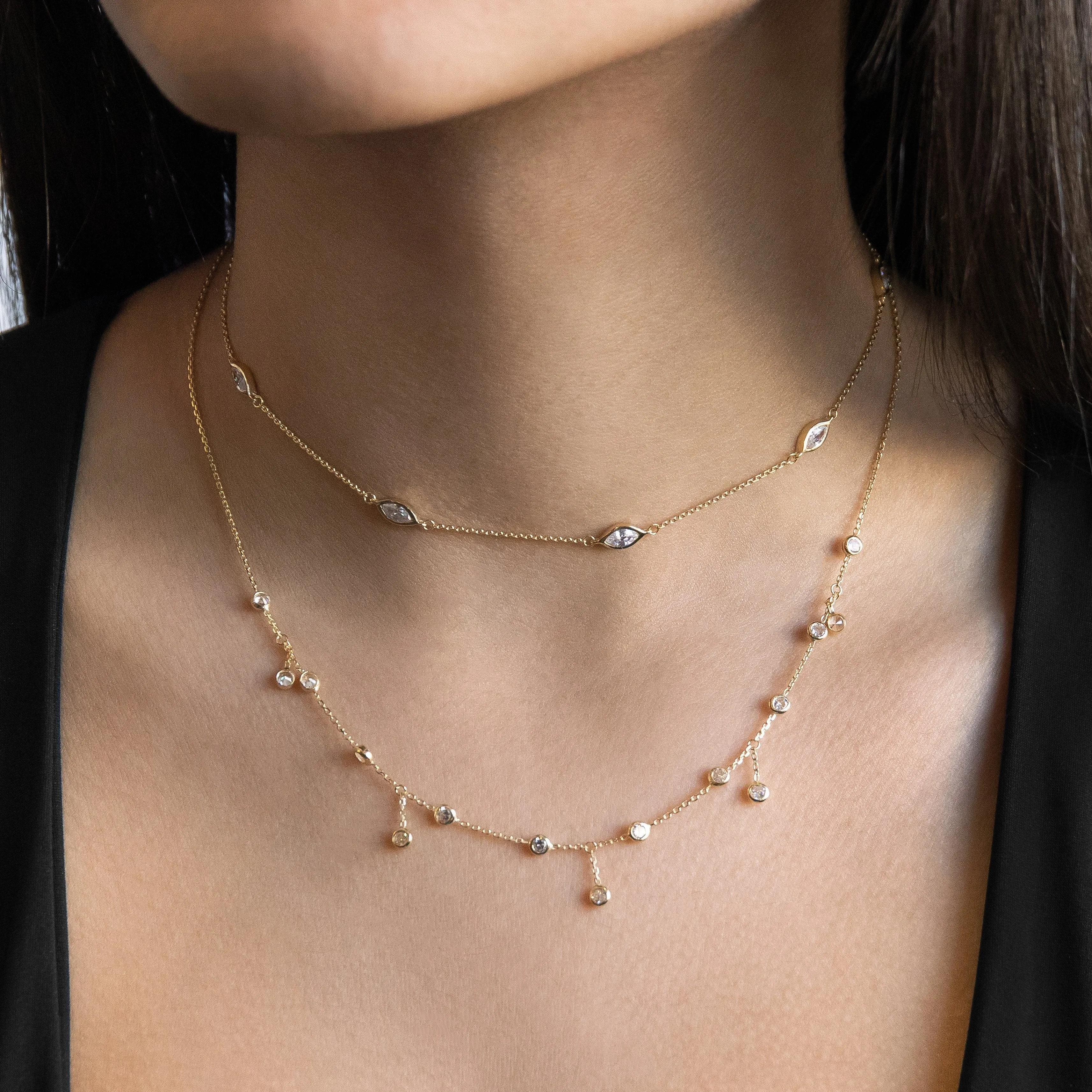 CZ Marquise Choker 14K
