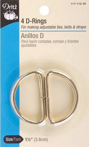 D-Rings Nickel 1.5" 4ct  -- Dritz