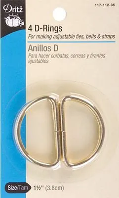 D-Rings Nickel 1.5" 4ct  -- Dritz
