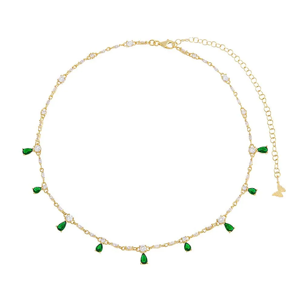 Dangling Colored Stones Choker