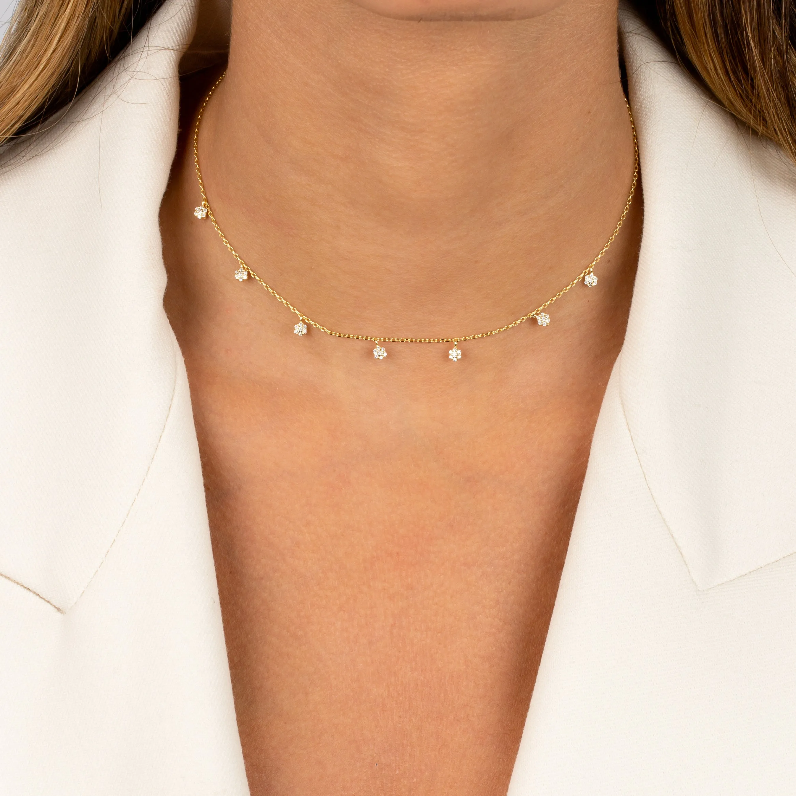 Dangling Pavé Multi Disc Choker